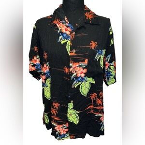 Havana Jacks Cafe Mens Hawaiian Shirt M Floral Tropical Casual Button-Down EUC